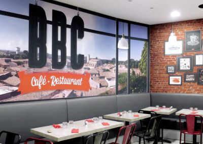 Cadre toile tendue, décoration dans un restaurant